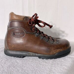 Vintage Scarpa Brown Leather Lace Up Mountaineering Hiking Ankle Boots 40